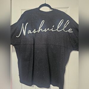 Large Black With Silver Glitter Nashville Shirt
